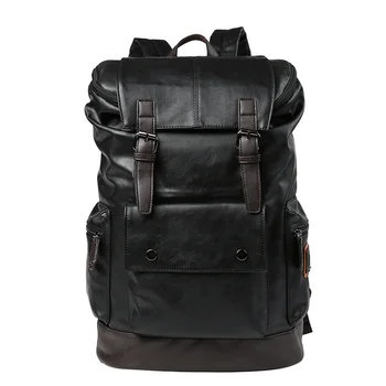 Lüks Marka Deri Erkek Sırt Çantası Gençlik Büyük Kapasiteli seyahat sırt çantası Erkek Dizüstü okul çantası Erkek Iş omuzdan askili çanta Siyah