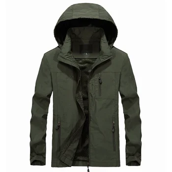 Erkek Bahar Rüzgarlık Su Geçirmez Askeri Ceketler Kapşonlu Casual Kaban Erkek Sonbahar Açık Palto Giyim Artı Boyutu 5XL