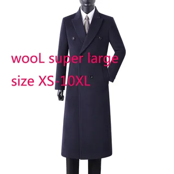Yeni Geliş Yüksek Kalite Moda Erkekler Yün Ceket Yün Gençlik Kış Erkekler X-uzun Kruvaze Kalın Palto Artı Boyutu S-9XL10XL