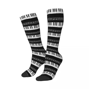 Serin Piyano Organı Klavye Müzik Notaları Yüksek Tüp Çorap Aksesuarları Piyano Anahtar Yumuşak Uzun Buzağı Çorap Kadınlar Erkekler için En İyi Hediye