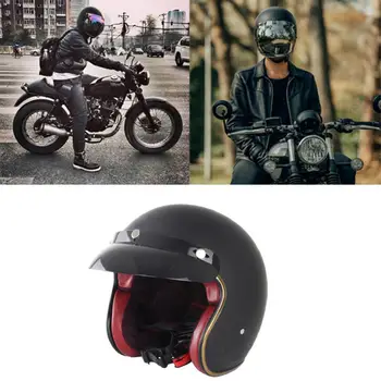 %50 Sıcak Satış!!! Scooter Kaskları Açık Yüz Süet Astar Retro Motosiklet Baskı Topu Kask Erkek/Kadın için