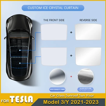 Araba Çatı Güneşlik Tesla Modeli Y 3 2021-2023 Sunroof Yükseltme Buz Bezi Toka Güneş Gölge Cam Ön Arka Çatı Penceresi Aksesuarları