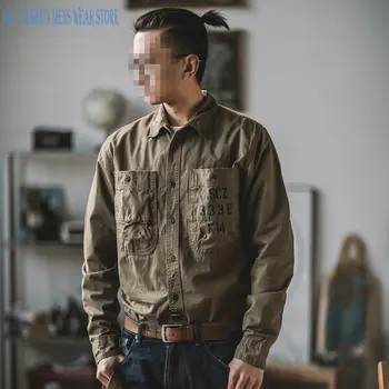 Retro Erkek Ceket Safari Mont Rahat Gömlek erkek Gevşek Yıkanmış Sıkıntılı Aşınmaya Dayanıklı Kalın Moda Giyim Polyester