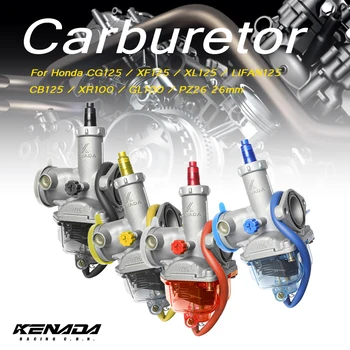 (KENADA!)Karbüratör Fit Honda CG125 / XF125 / XL125 / LIFAN125 / CB125 / XR100 / GL100 / PZ26 26mm motosiklet Karbonhidrat