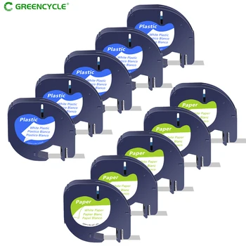 Greencycle 5PK 12mm etiket bant için Uyumlu Dymo Letratag Plastik Kağıt Etiket Yazıcı için 91330 91331 16952