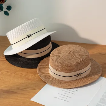 Kadın Hasır Şapkalar Panama Geniş Ağız Caz Şapka Yaz Şapka Bayanlar güneş şapkası Basit düz kasket