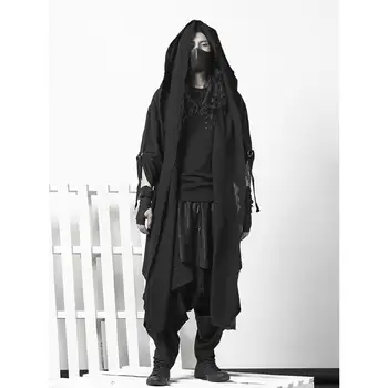 ARENS Techwear Goth Ceket erkek Rüzgarlık Gotik Hip Hop Harajuku Koyu Giyim Uzun Hırka Erkekler Siyah Japon Streetwear
