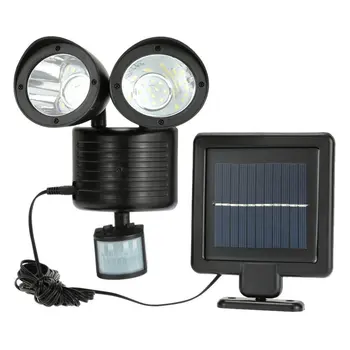 22 LED çift güvenlik dedektörü güneş enerjili spot ışık hareket sensörü projektör dış duvar lambası bahçe peyzaj toptan satış