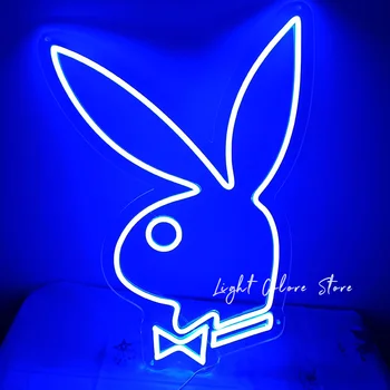 Led estetik Sevimli Playboy Bunny Neon esnek ışık burcu ev oda duvar dekoru Kawaii Anime yatak odası dekorasyon duvar açık