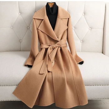 Sonbahar Yün Ceket Kadın 2023 Bahar Rahat Çift Taraflı Kaşmir Ceketler Kadın Vintage Gevşek sıcak tutan kaban Casaco Feminino Dış Giyim