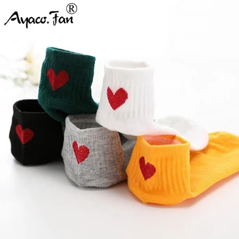 5Pairs Yeni Pamuk Çorap Erkekler Kadınlar için Sevimli Kedi Ayı Çizgili Katı Ayak Bileği Çorap Kısa Çorap Yaz Sonbahar Rahat Kalp Kız Çorap
