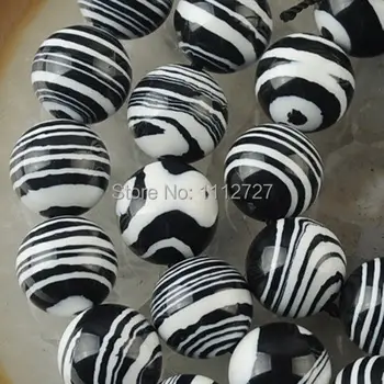 Yeni Moda 6mm Beyaz Siyah Zebra Türkiye Taş Yuvarlak dağınık boncuklar Aksesuar Parçası takı Doğal Taş 15 