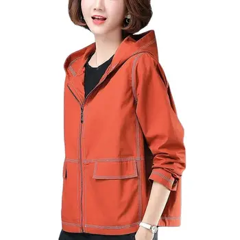 Ince görünür Arsa Hattı Rahat Ceket Kadın İlkbahar Sonbahar kadın ceketi Üstleri 2023 Yeni Kapşonlu Gevşek Kısa Rüzgarlık Giyim