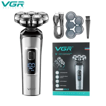 VGR 5D Dönen Sakal Düzeltici Erkekler için Profesyonel Sakal Tıraş Makinesi Elektrikli Saç Kesme Makinesi IPX5 Tıraş Makinesi Erkekler için V-385