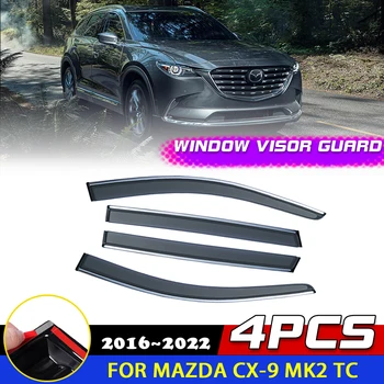 Araba Windows Visor Mazda CX-9 CX9 MK2 TC 2016 ~ 2022 Tenteler Güneş Yağmur Kaş Koruyucu Kapak Saptırıcı Duman Sticker Aksesuarları