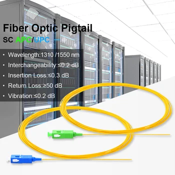 SC APC / UPC Fiber Optik Pigtail Simplex 0.9 mm Tek Modlu Tek fiber pigtail 1.5 M 9/125 Fiber Pigtail 20/50/100/200 adet / grup FTTH