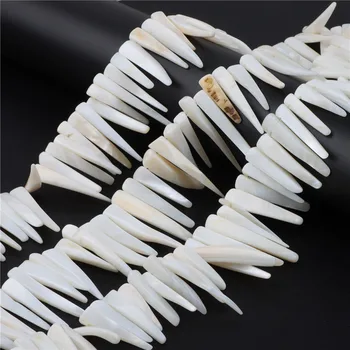 Doğal Kabuk Boncuk 5-31mm Düzensiz Uzun Diş Şekli İnci Kabuk Boncuk Tatil Takı Yapımı Kolye Aksesuar