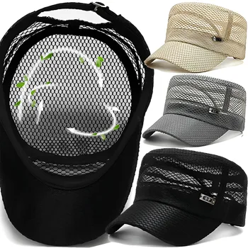Ayarlanabilir Açık güneş şapkaları Örgü beyzbol şapkası Rahat Düz Nefes Şapka Erkekler Snapback Erkek Yaz Gorras Streetwear kamyon şoförü şapkası