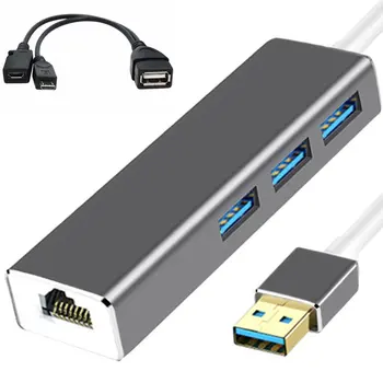 3 USB HUB LAN Ethernet adaptörü + OTG USB kablosu için Yangın Sopa 2ND GEN veya Yangın TV3 TV çubuk mini PC 1080 P