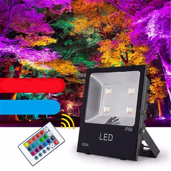 RGB LED sel ışık açık spot 30 W 50 W 100 W 150 W 200 W 300 W Led ışıklandırmalı 16 renk AC85-240V reflektör Led su geçirmez