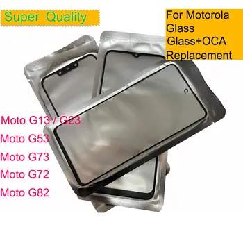 10 Adet / grup Motorola Moto G13 G23 G53 G73 G72 G82 Dokunmatik Ekran Ön Dış Cam Panel LCD Lens İle OCA Tutkal