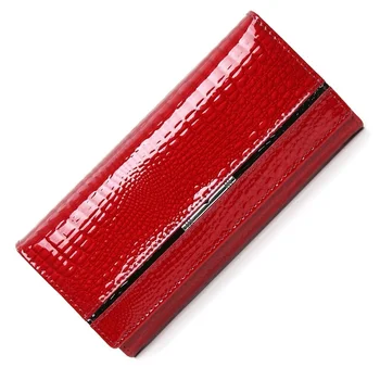 Hakiki deri cüzdan Kadın Timsah Bayanlar deri cüzdan Ünlü Marka Gerçek Inek Derisi Kadın Çantalar Uzun Kadın el çantası