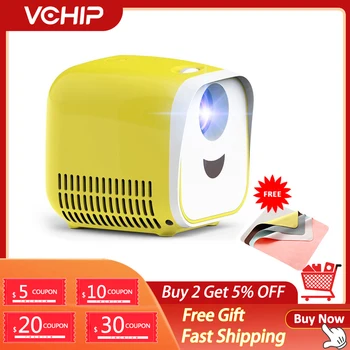 VCHIP L1 Mini Projektör 4k Projektör Full HD Ev Destekler LED1080P TV HDMI USB Taşınabilir Sineması Medya Oynatıcı noel hediyesi