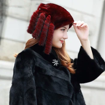 Yeni Stil Küçük Kuyruk Dekoratif Kürk Şapka Kış Bayanlar Lüks Vizon Kürk Şapka Sıcak kulak koruyucu Yüksek Kaliteli Kürk Şapka