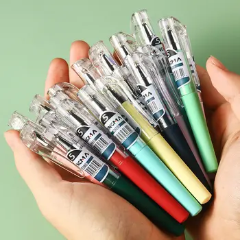 Macaron Cep kalem kısa taşınabilir küçük ultra kısa mini jel kalem siyah 0.5 mm mermi jel kalem sevimli kalemler kalemler okul için Ham kalem