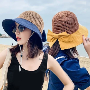 Yeni İlmek Kova Şapka Kadın Yaz Güneş Koruyucu Panama Şapka Patchwork Sunbonnet Fedoras Açık Balıkçılık Balıkçı Şapka Plaj Kap